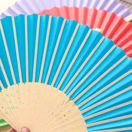 Wholesale Chinese Custom Bamboo Printed Fabric Bamboo Fan Folding Paper Fan Hand Fan for Favors Gift