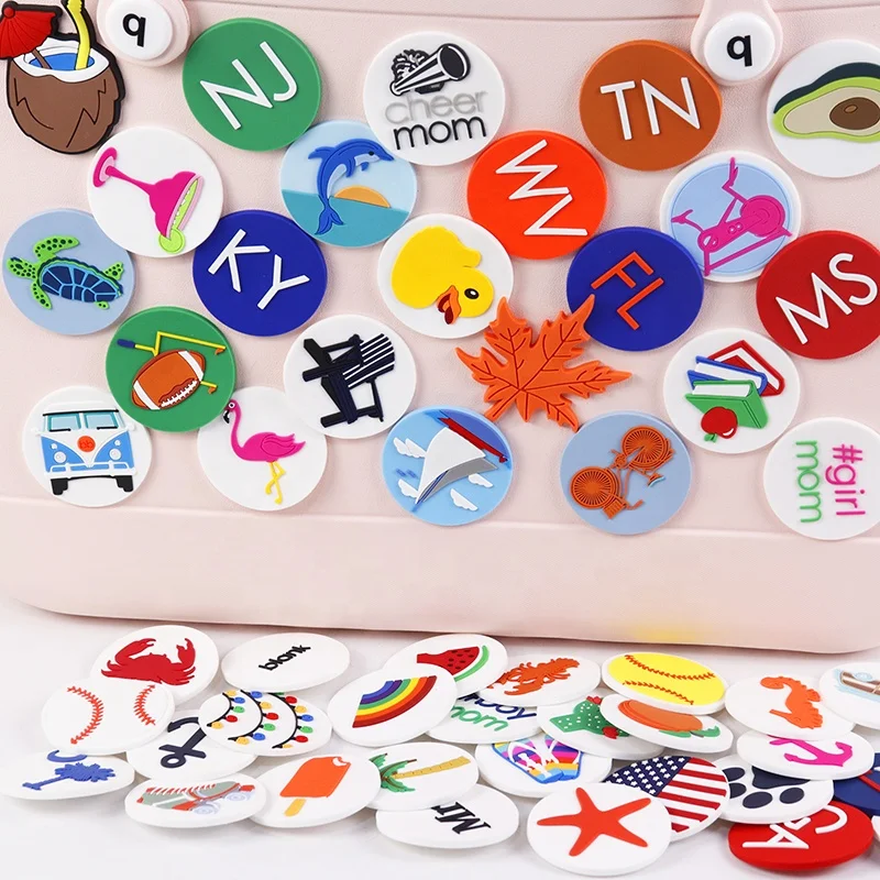 New arrival cute Beach silicone tote bag with holes Accessories large size number letter DIY Decoration