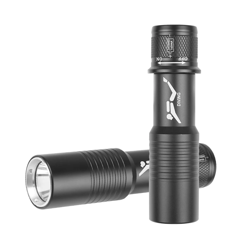 T6 IP68 highest waterproof rating Professional diving light Powered 18650 battery With hand rope Diving Flashlight