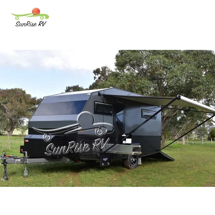 SUNRISE RV Direct Selling Toy Hauler Camper Luxury 4x4 RV Camper Trailer Standard Off Road Travel Caravan With Spare Tire