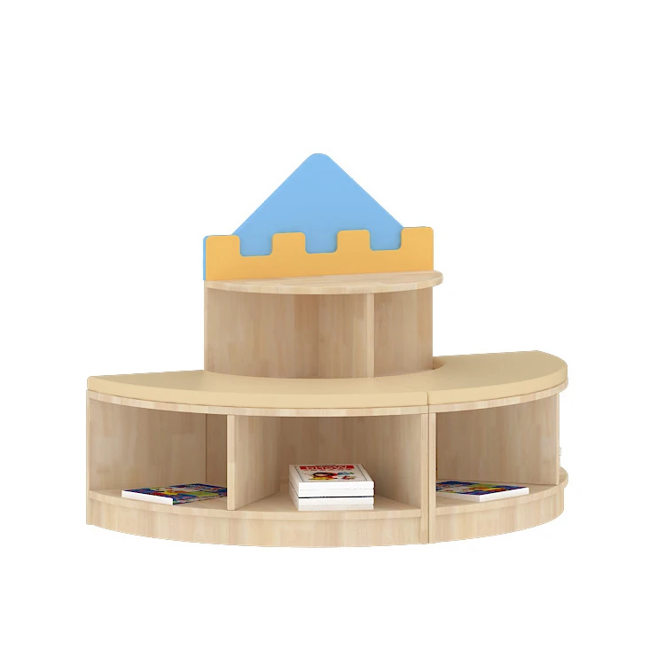 Wholesale Kindergarten Library Furniture Set Wooden 3-Shelf Bookcase