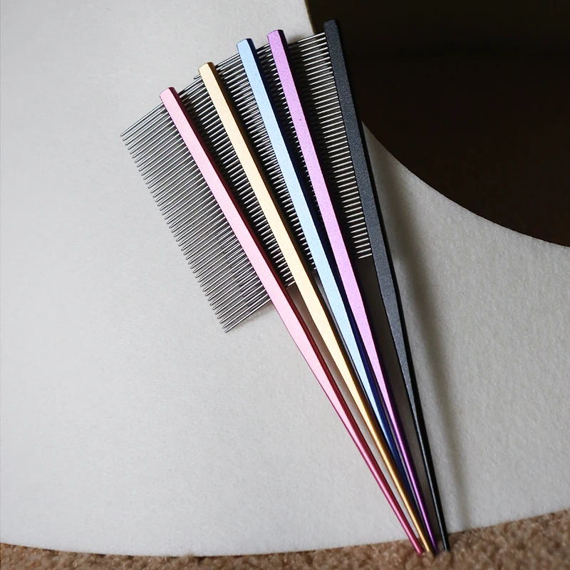 High Quality Professional Manufacturers Pet Stainless Steel Comb Metal Pin Pet Hair Grooming Comb Needle Combs for Pets