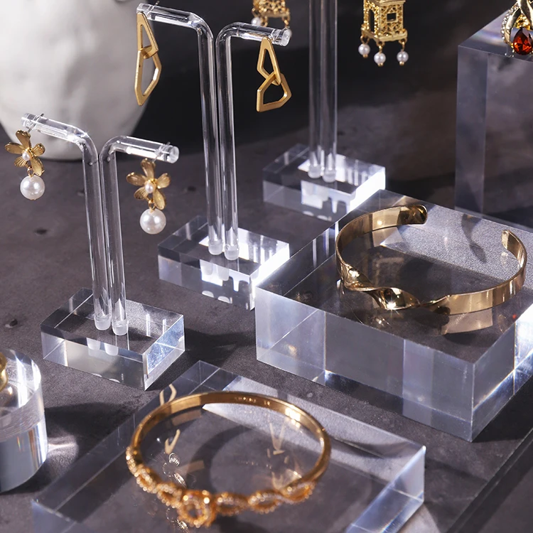 Clear Acrylic Jewelry Display Stand, Custom Acrylic Block Solid Cube Display Stands, Jewelry Display Block Holder