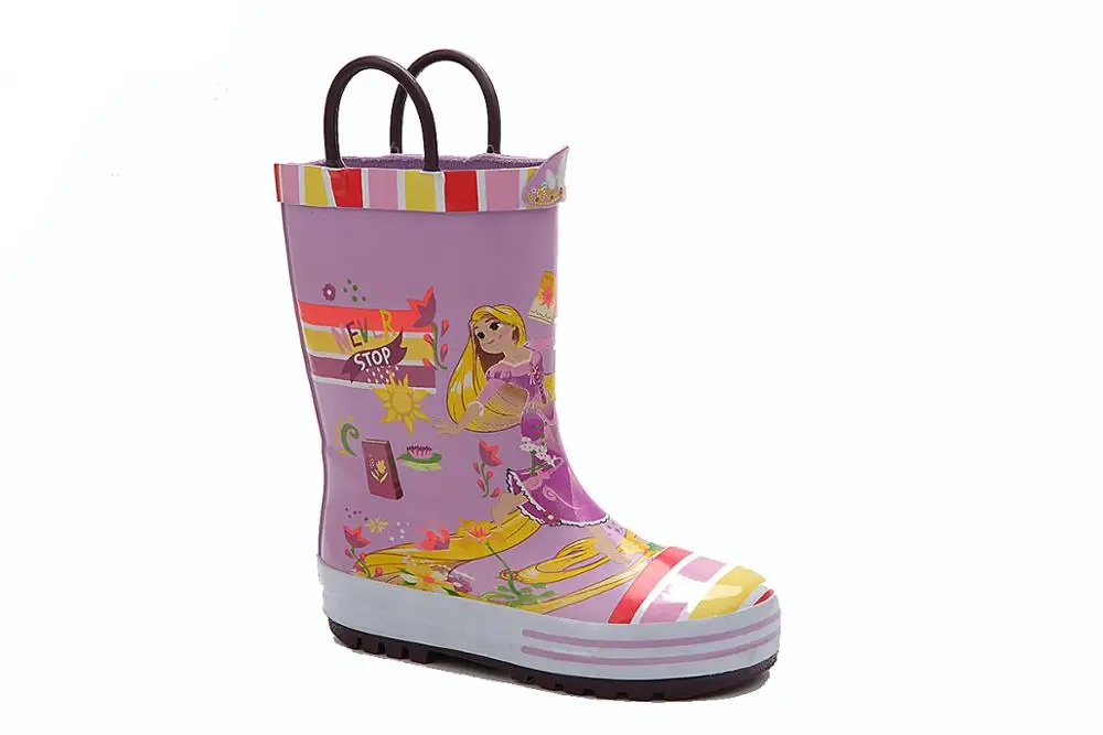 wholesale children pink girl printing rubber rain wellington gum boots for cowboy