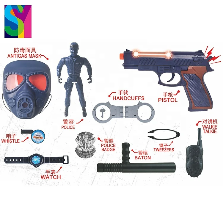 Hot selling police toys with light & sound shooter toy for boy police kit police play game set toy