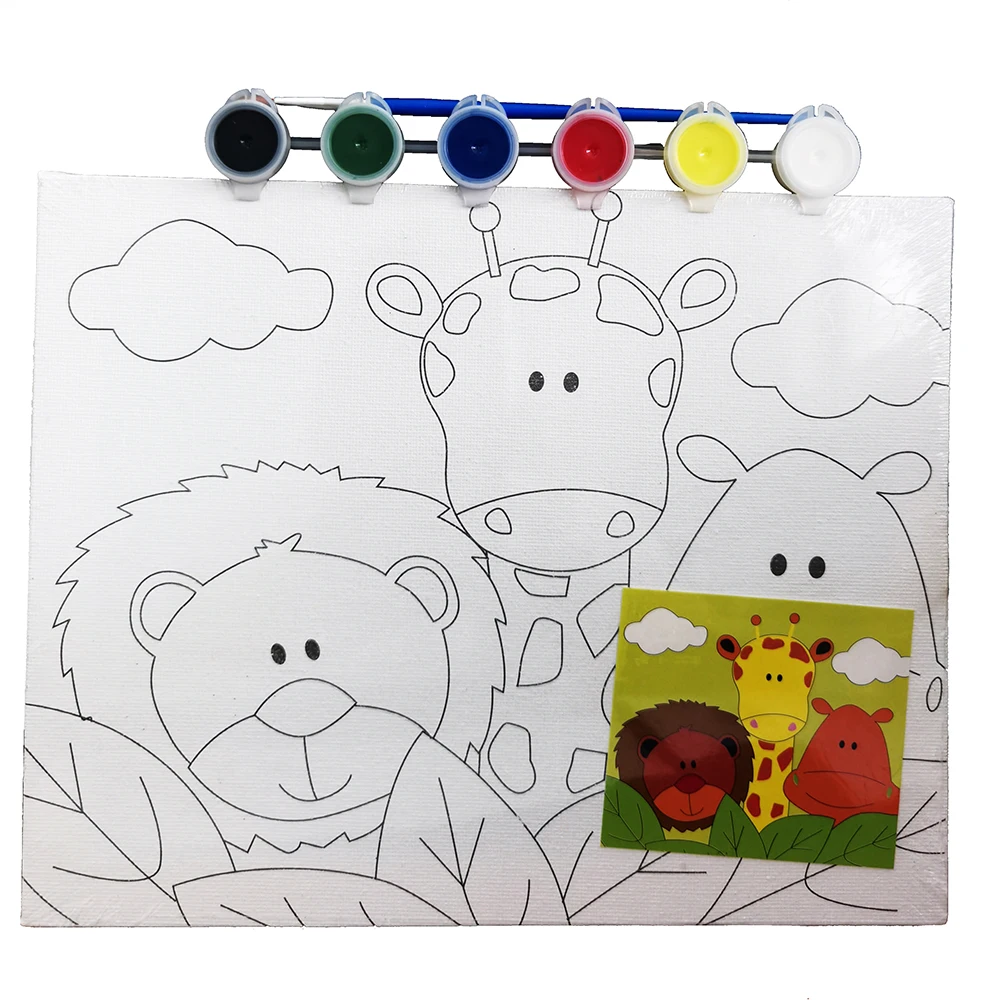 Wholesale 20*20cm mini canvas DIY painting printed drawing cartoon canvas board for kids