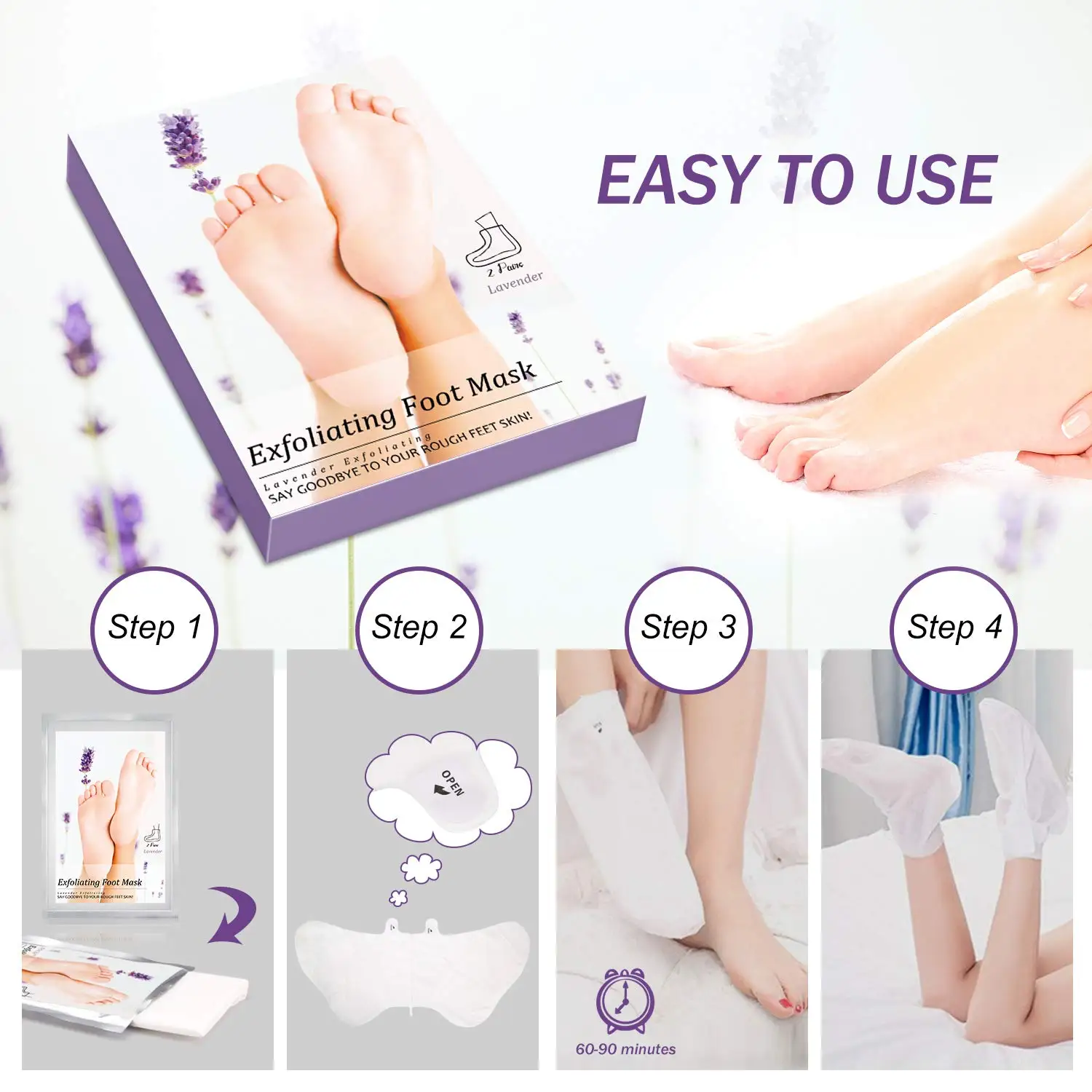 2 Pairs Foot Peeling Mask Exfoliating Foot Peel Mask Baby Soft Feet Moisturizing Socks Dead Skin Remover Peel Callus Booties