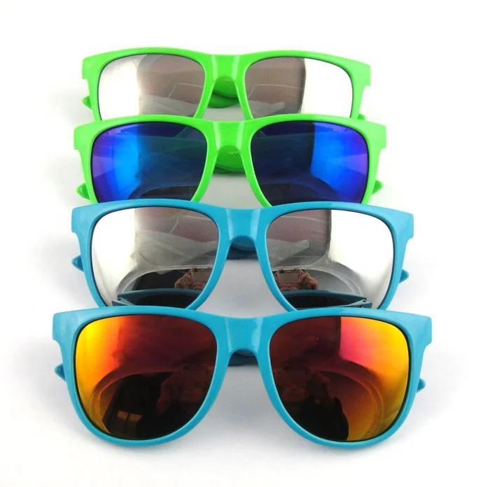 Custom cheap promotional  interchangeable temples  mirror lenses plastic uv sunglasses