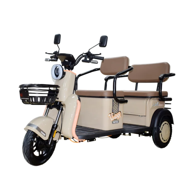 EXport Quality New 2 Rows Tricycle Electric with Child Seat 3 Passenger for Adult 3 Wheel Moped Scooter 48V60V 800W Storage Box