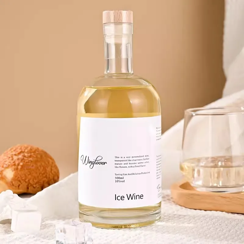 Custom luxury Wine Bottle Glass Tequila With Cork 250ml 500ml High Quality Vodka Brandy 750ml liquor bottle with box