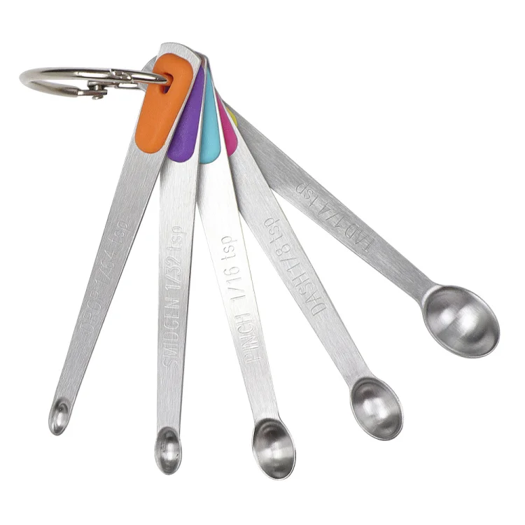 5 pcs Silicone Handle Stainless Steel Mini Measuring Spoons