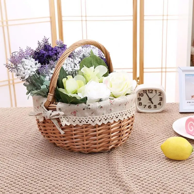 
Factory Wholesale Willow Gift Basket Lined Wicker Baskets for Crafts with handle 