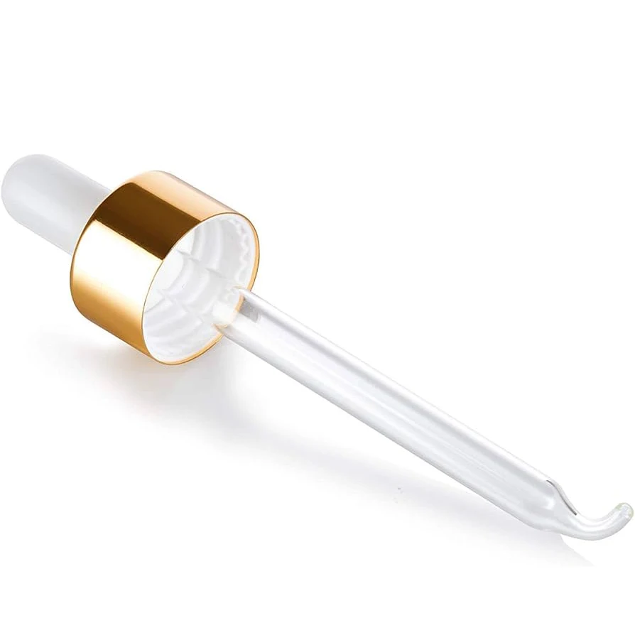 Metallic Aluminum Glass Dropper Assembly Dispensing rubber squeeze bulb Tamper Child Resistant Dropper Graduated Glass Pipette