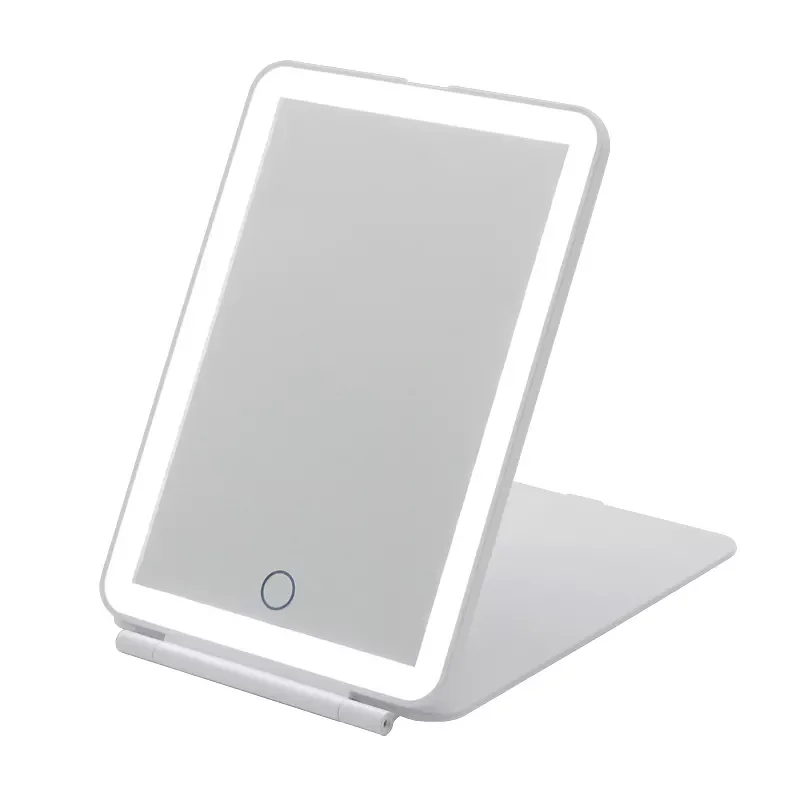 Dimmable rechargeable portable travel ipad shape vanity mirror touch sensor custom battery lighted makeup led mirror