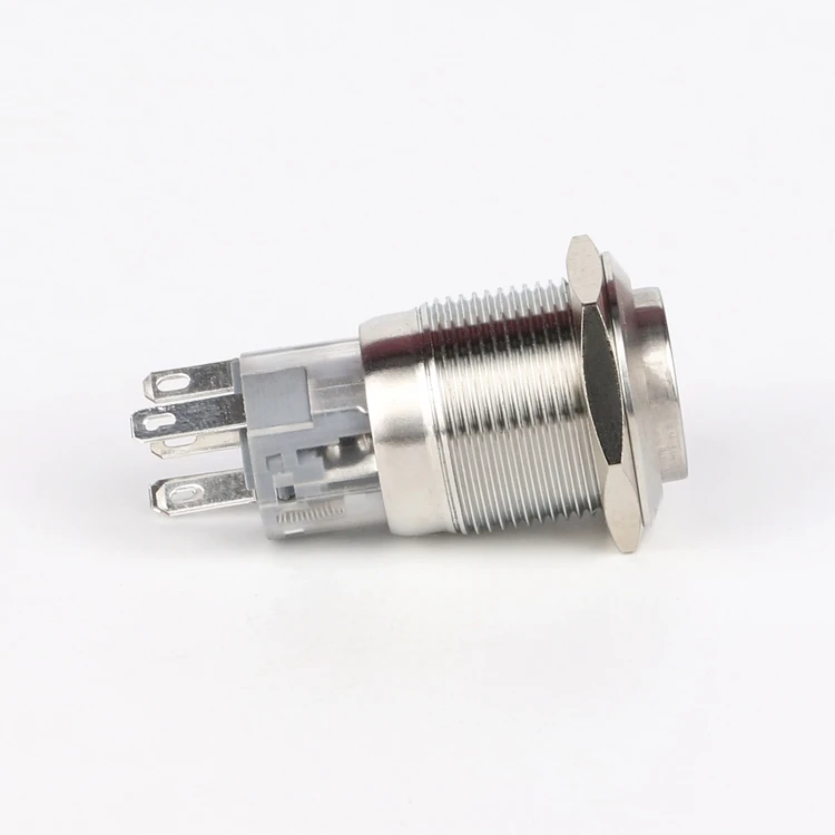 waterproof buttons switches flat and high head led metal latching momentary illuminated switch 19mm push button switch