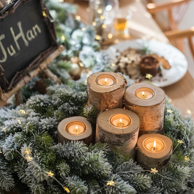 Vietnam Wholesale Natural Candle Stand Holders Tea Light Decorating Pillar Wooden Candle Holders