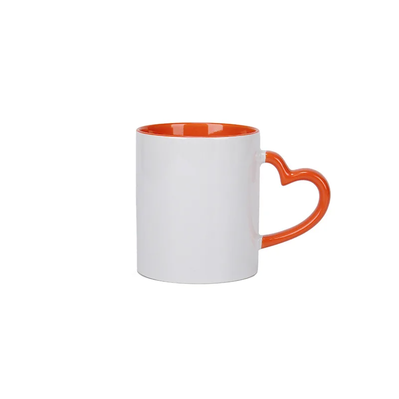 320ml DIY gift party white blank with Heart-shaped handle  Ceramic cup with Sublimation coating mug