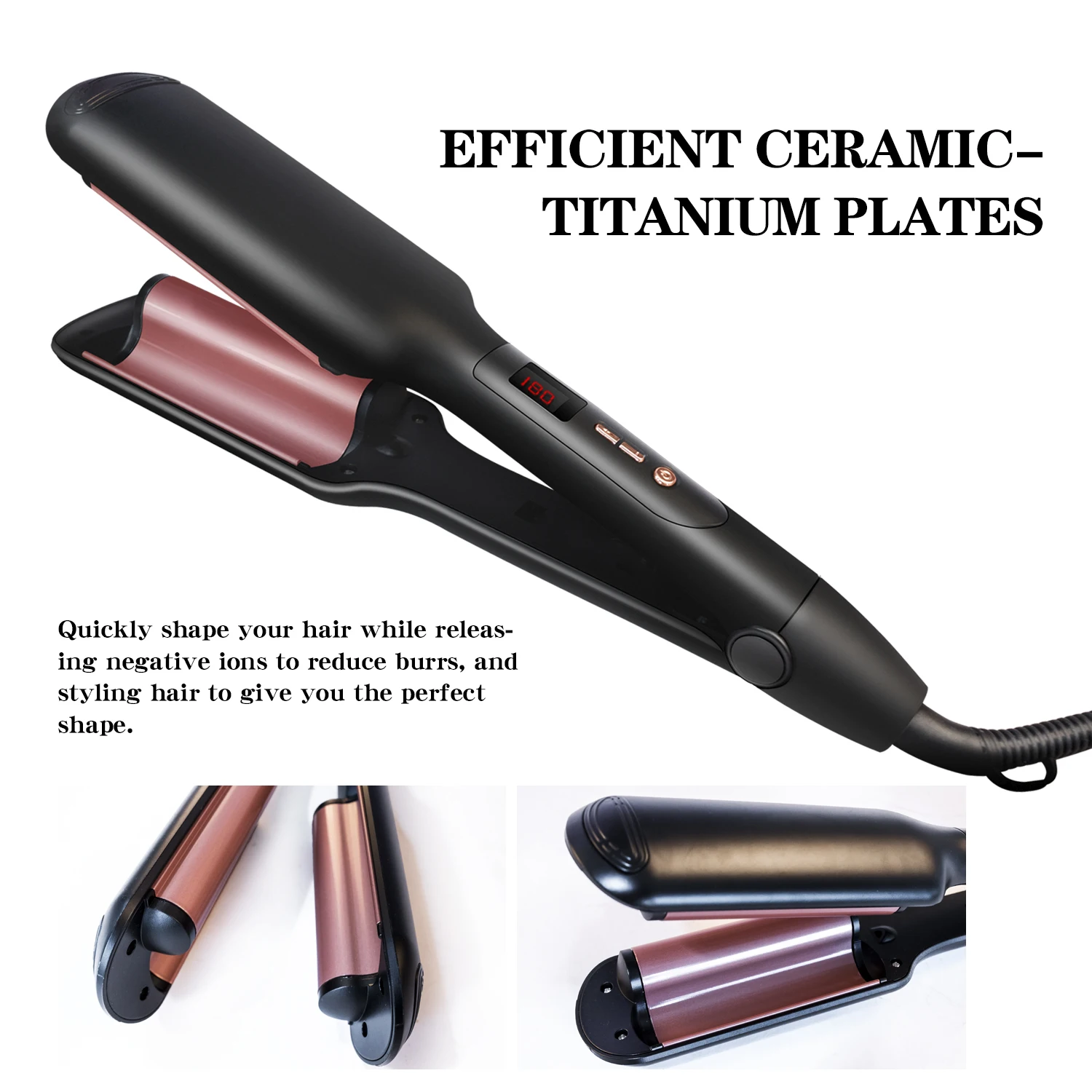 Hair Styler Tourmaline Hair Crimping Iron,Wave Maker 3 Barrels Curling Iron Dual Voltage Hair Curler