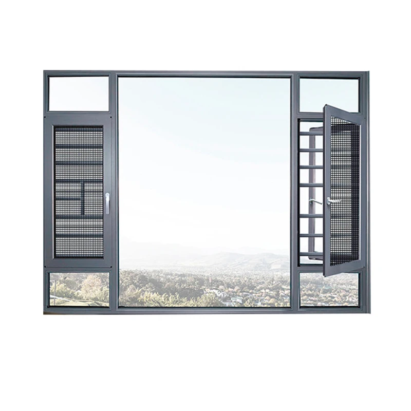 Hurricane Proof Impact Window Energy Saving Low E Glass Thermal Break Casement Aluminum Windows Manufacturers Companies In China