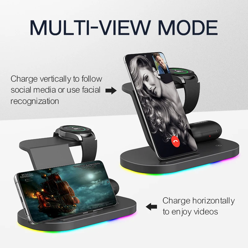 new technology 2022 3 in 1 wireless charger charging station smart phone  15w phone stand for iphone samsung watch iwatch TWS