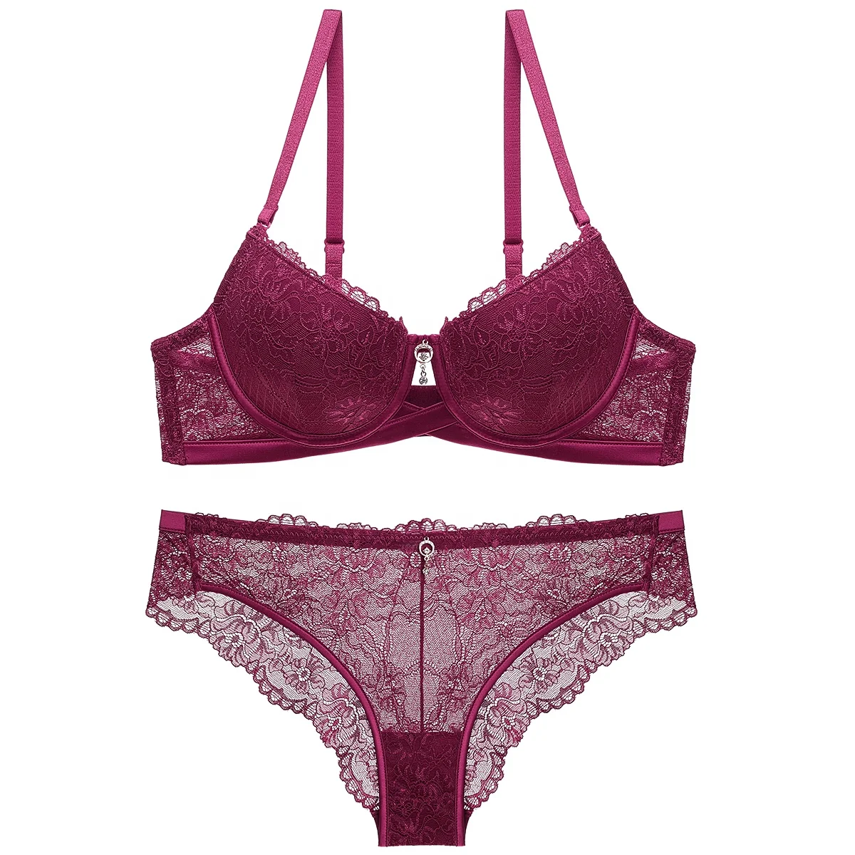 Girls Underwear Sets Push Up Lace Bra Panty Lingerie Women Padded Bralette Young Ladies Sexy Hot Bra &Brief Set