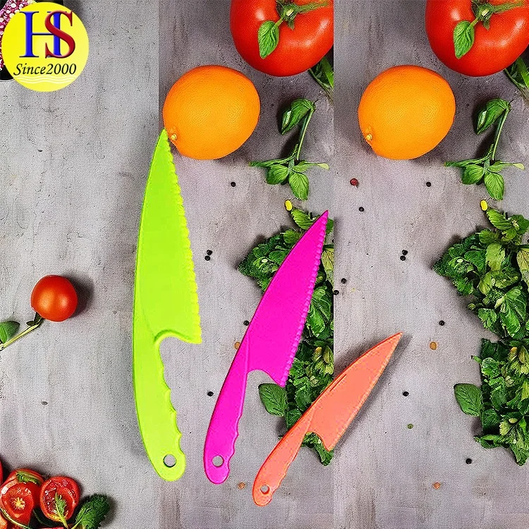 Chinese Cheap Colorful Household 3PCS Plastic Fruit Cutting Kitchen Knife for Kids