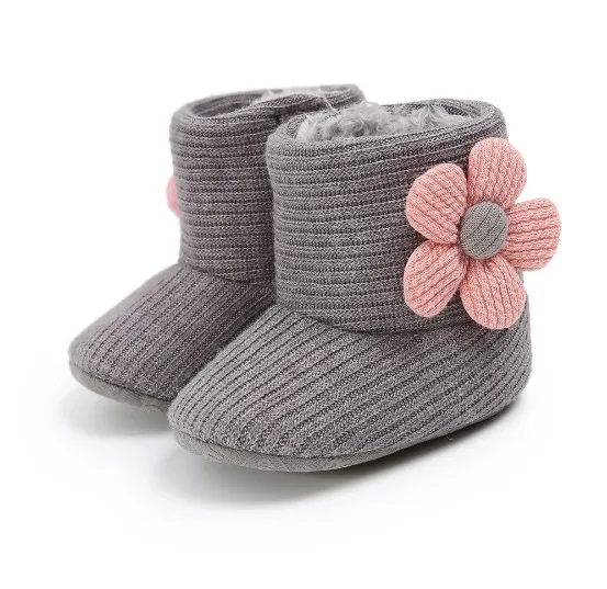 
2020 New Born Baby Soft Sole Flower Winter Boots 0-1 Years Toddler Shoes 