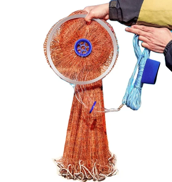 Fishing Net Diameter 3.6m American Aluminium Alloy Ring  Hand Throw Tire Line Casting Net with Sinker Fly Casting Net