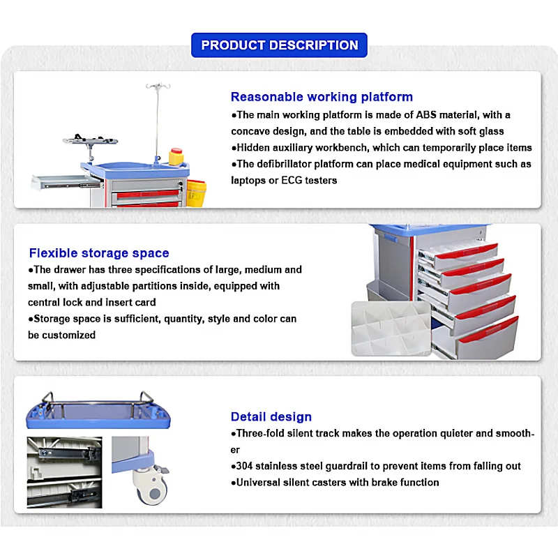 Противобиозная поверхность стола ABS Для min dray monitor с тележкой для инфузионной анестезии медицинская тележка