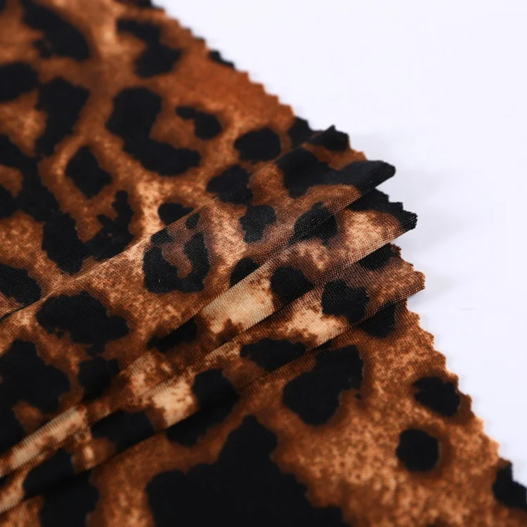 Shaoxing textile city hot selling fashionable knitted stretch 96% polyester 4% spandex leopard print fabric
