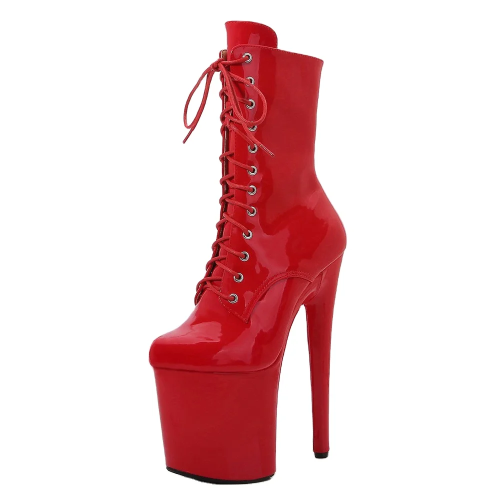 Custom Wholesale aliexpress hot sale 20cm ABS TPR sole PU leather pole dance short boots