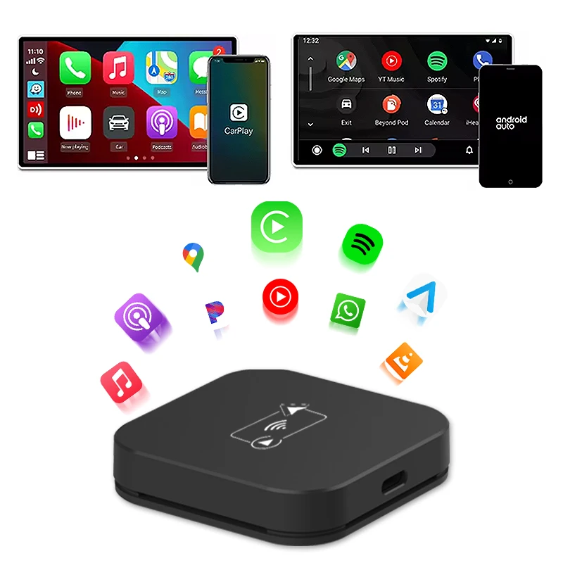 CarPlay Android Auto Wireless Adapter 2 in 1 Wireless Car Play Dongle Convert Android CarPlay Adapter Wired to wireless