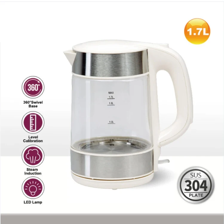 371377 CE/GS 1.7l verified suppliers modern bouilloire electrique rosh oem glass electric kettle for tea