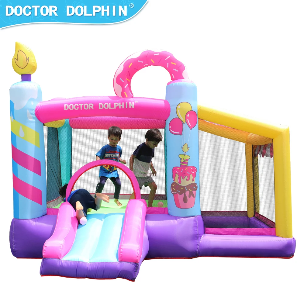 Doctor Dolphin Party Pink Bounce House Inflatable Bouncer Jumping Castle Bounce House Inflatable Slide With Blower