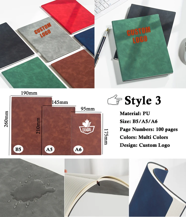 Custom Logo A5 Multifunctional Business Gift Box Set Leather Office Stationery Includes Diary Power Bank Wireless Charging Smart