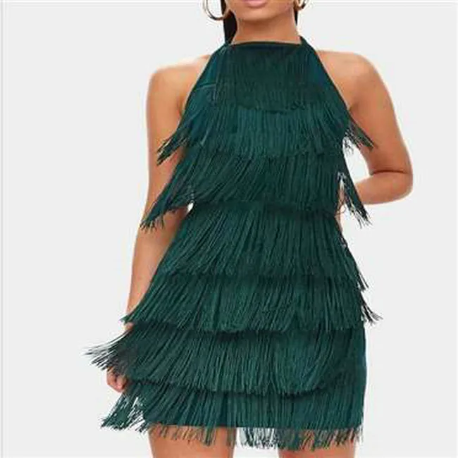 Летнее женское модное платье-комбинация 2021 горячая Распродажа Дамское Платье с кисточками
