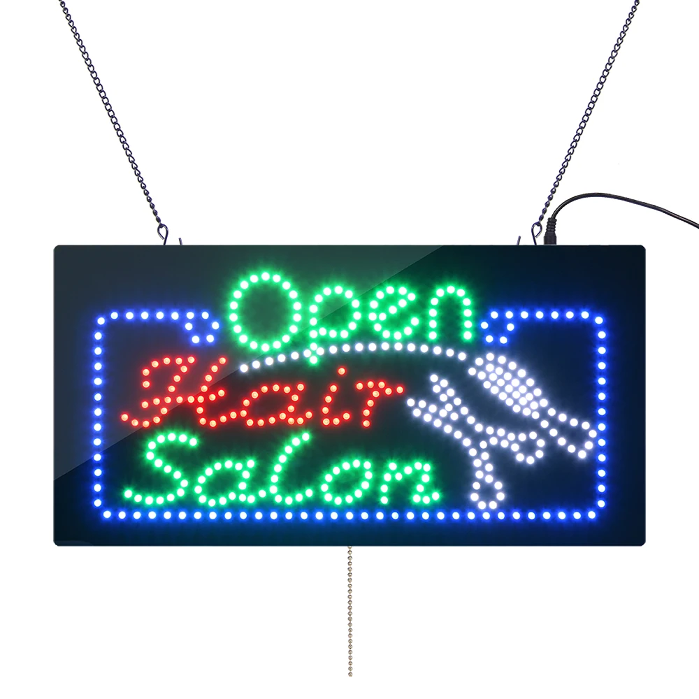 Cross-border LED billboard electronic light box barber shop logo custom LED OPEN HAIR SALON SIGN
