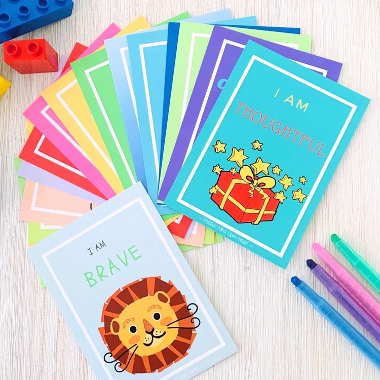 Пользовательские печатные образовательные флэш-карты бумажные мотивационные положительные заметки красочные детские карточки для оценки