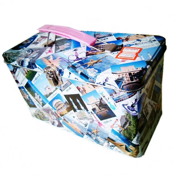 wholesale tin lunch box Metal lunch tin boxes with handle and lock lunch box for kids