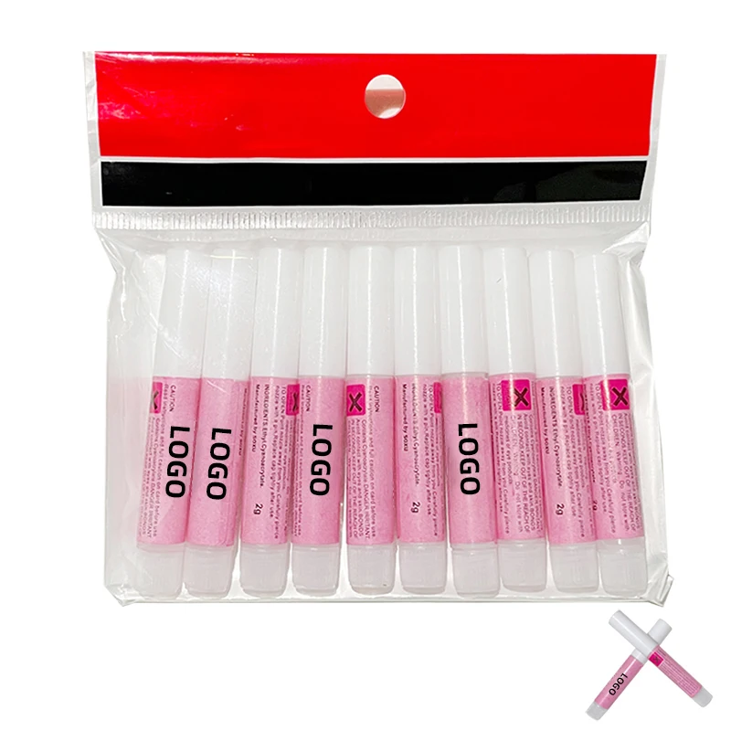 Mini Glue Rhinestones Glue 2g Small Nail art Glue False Nail Tips Decoration Professional brush custom logo