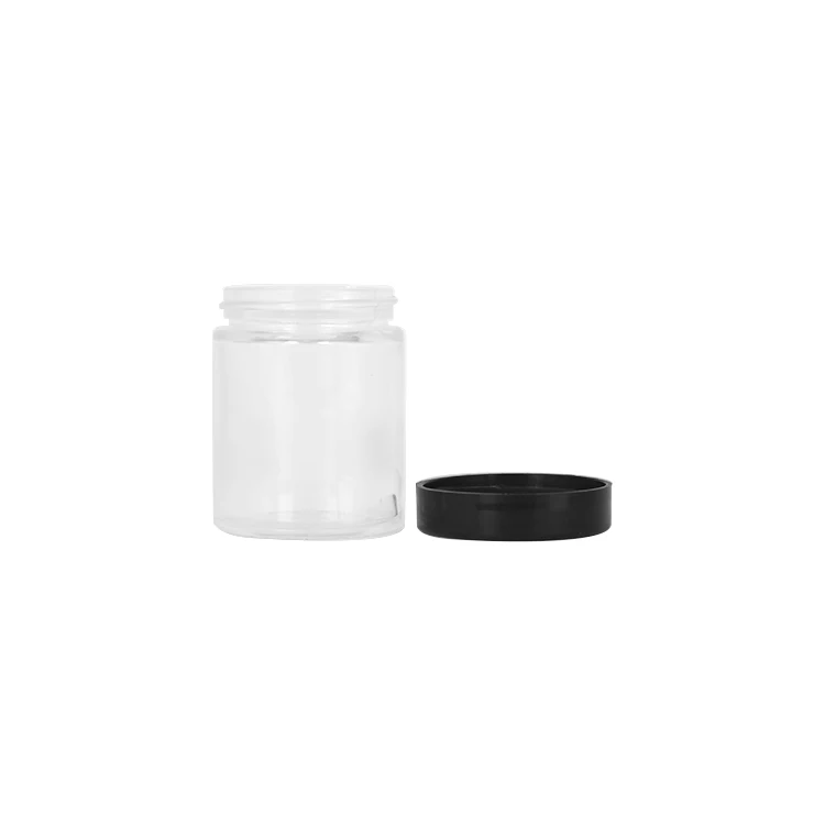 1oz 2oz 3oz 4oz Wholesale customized high quality small round straight sided clear glass jars with plastic screw lid