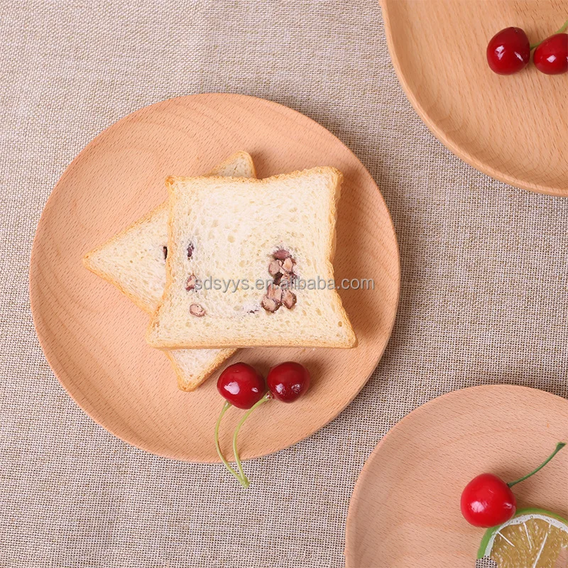 Wholesale  Nordic  Serving Tray    Natural Handmade    Steak wooden Beech Wood Tableware Round Serving Plate for  Hotel