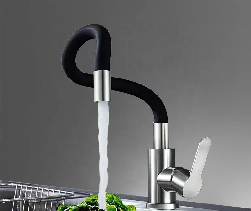 Kitchen Sink Mixer Faucet Flexible Long Neck Hot and Cold Water Mixer Kitchen Faucet Tap