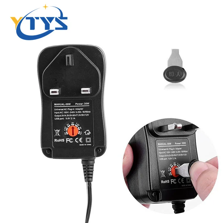 Универсальный адаптер переменного/постоянного тока, 3-12 В, 12 Вт, 15 Вт, 30 Вт, импульсный источник питания с 6 наконечниками