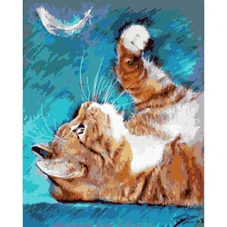 ROYALDREAM cat animal oil diy painting by numbers for children adult wall art decor