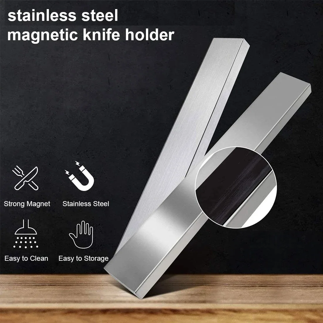 High Quality Stainless Steel magnetic knife holder 12 inch Wall Storage Rack Magnetic Knife Strip