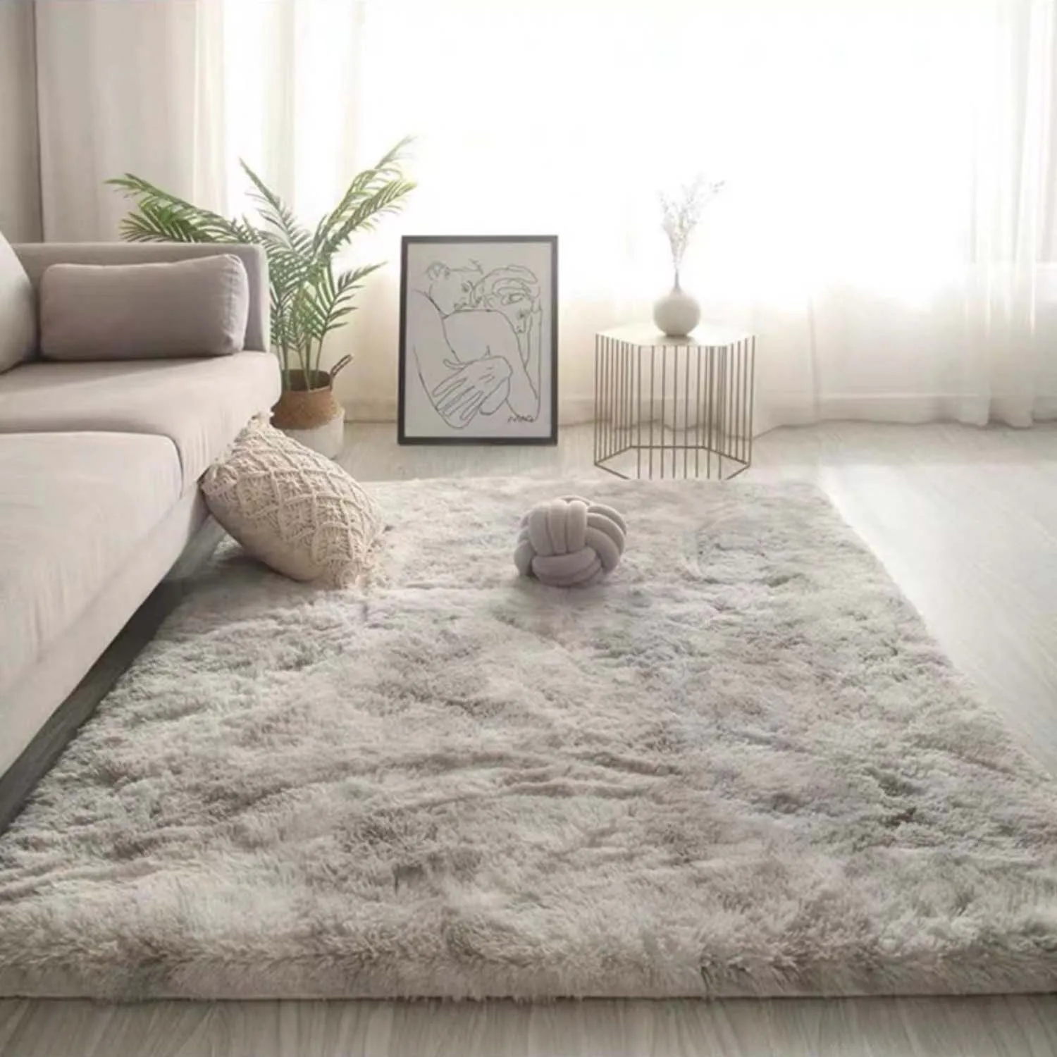 Irregular Long Soft Pink Area Rug Shaggy Silky Plush Carpet Kids Living Room Bedroom Machine Made 5cm Pile Height Design Model