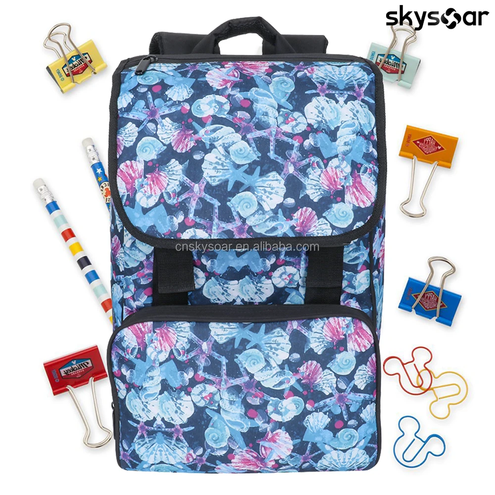 Customized Retro Style High Quality Polyester School Students Bag Unique Floral Backpack for College Teenage Girls