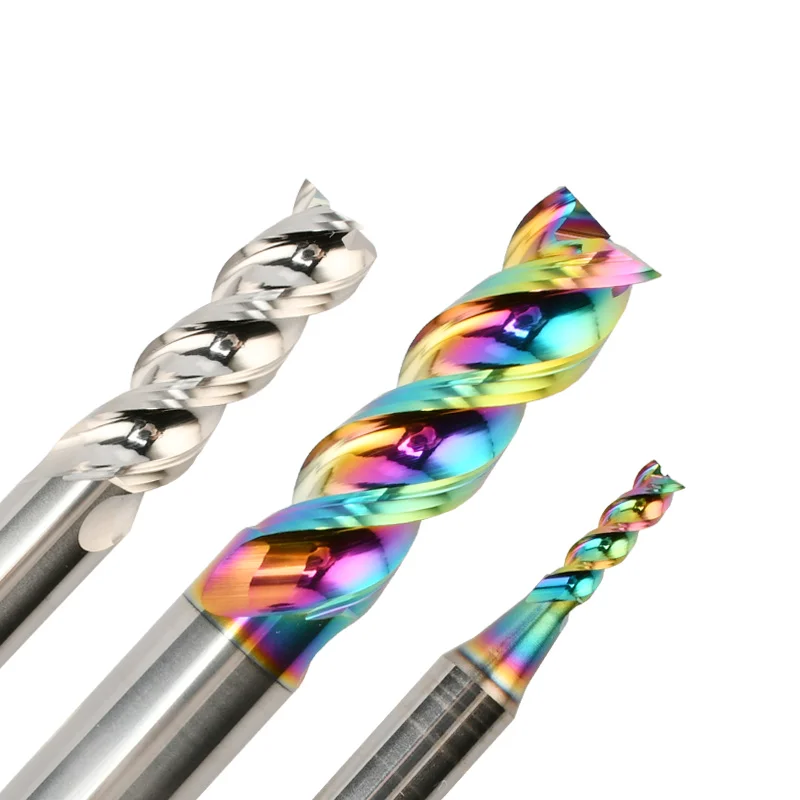Jinchuan Carbide DLC Coating End Mill 3 Flute High Polished Milling Cutter for Aluminum CNC Machine Tool router bit