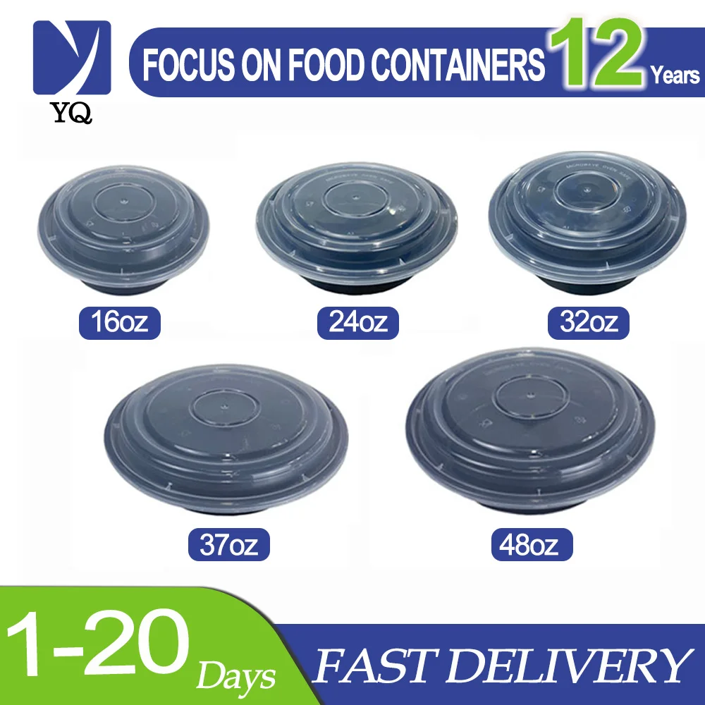 Disposable food container box restaurant round plastic food storage container